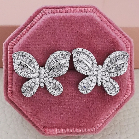 Jewelry - New Silver 925 Butterfly Diamond Earrings